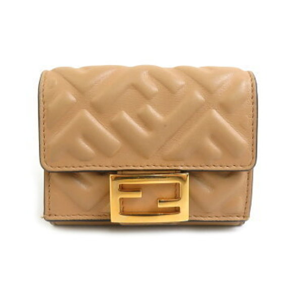 FENDI Baguette Micro Tri Wallet Beige Leather - Picture 1 of 4